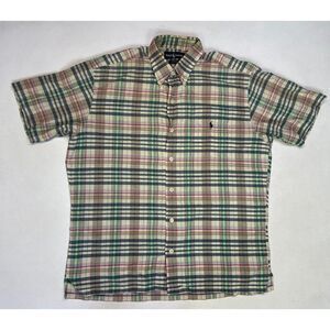 Polo Ralph Lauren Greggor Plaid Shirt Men Medium Multicolor Pony Short Sleeve